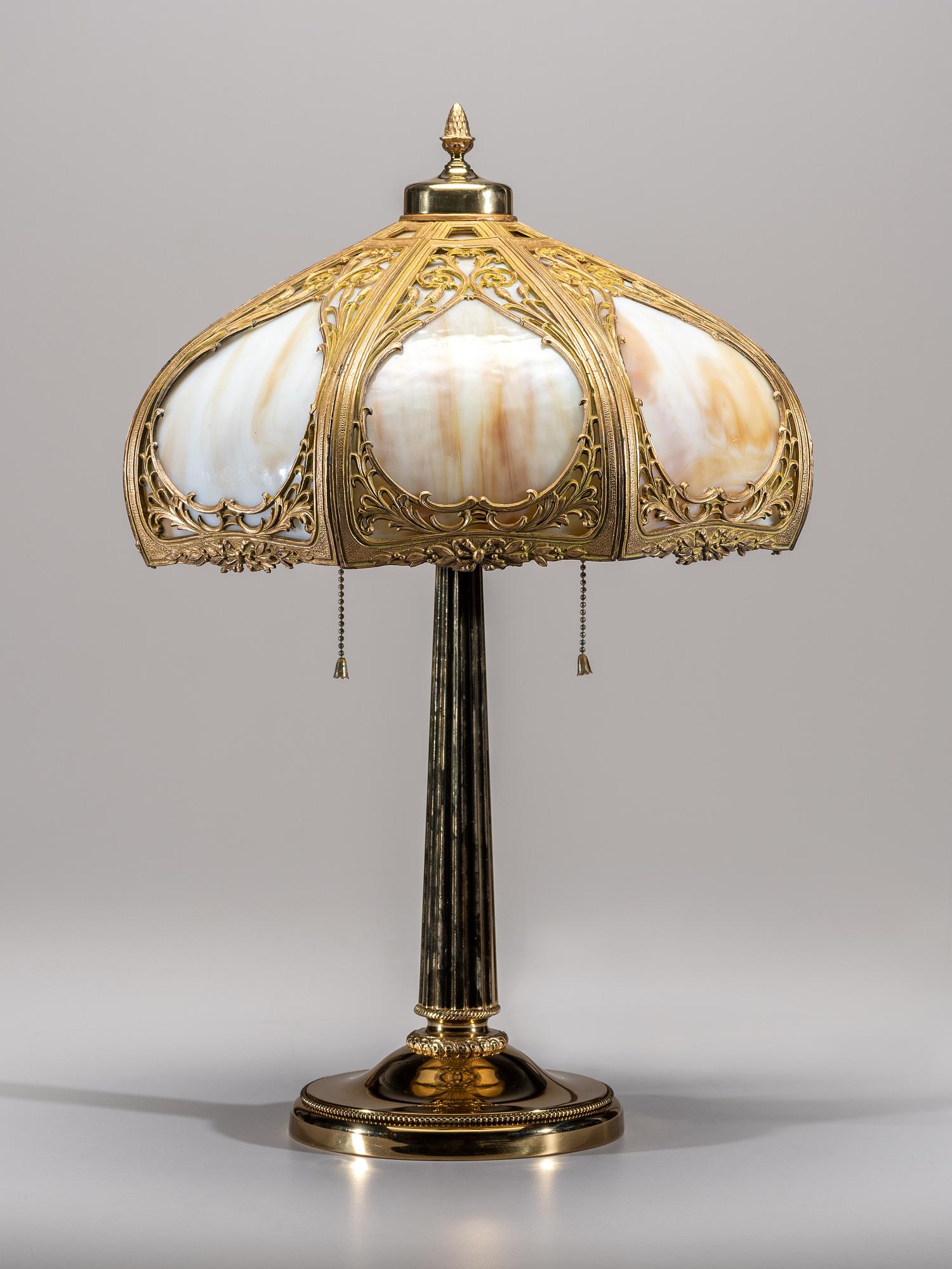 Cattail Slag Glass Lamp American, Early 20th Century slag…