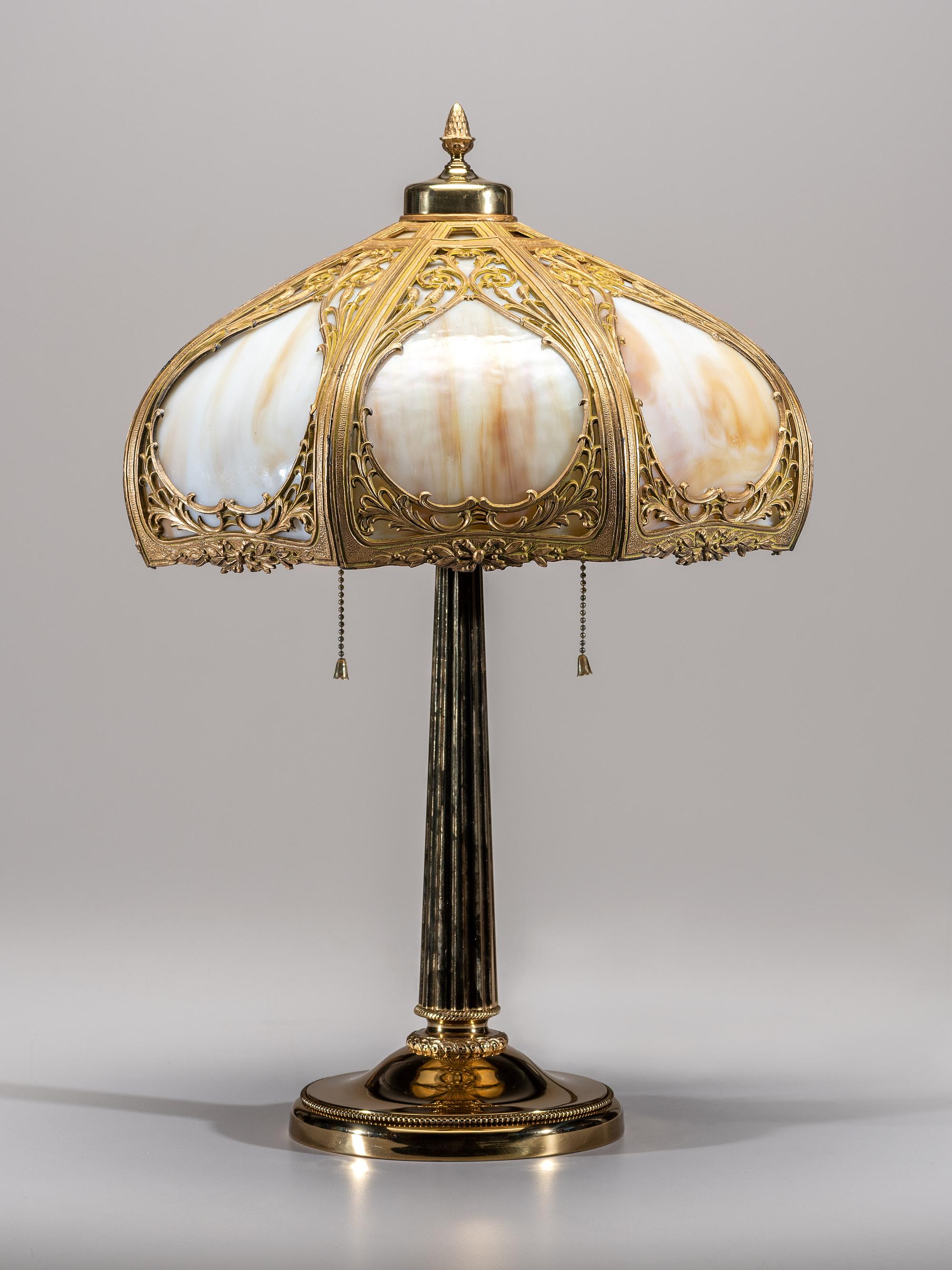 Cattail Slag Glass Lamp American, Early 20th Century slag…