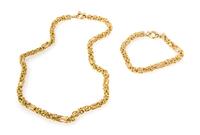 An 18 Karat Yellow Gold Birdcage Link Demi Parure, 22.60 dwts.