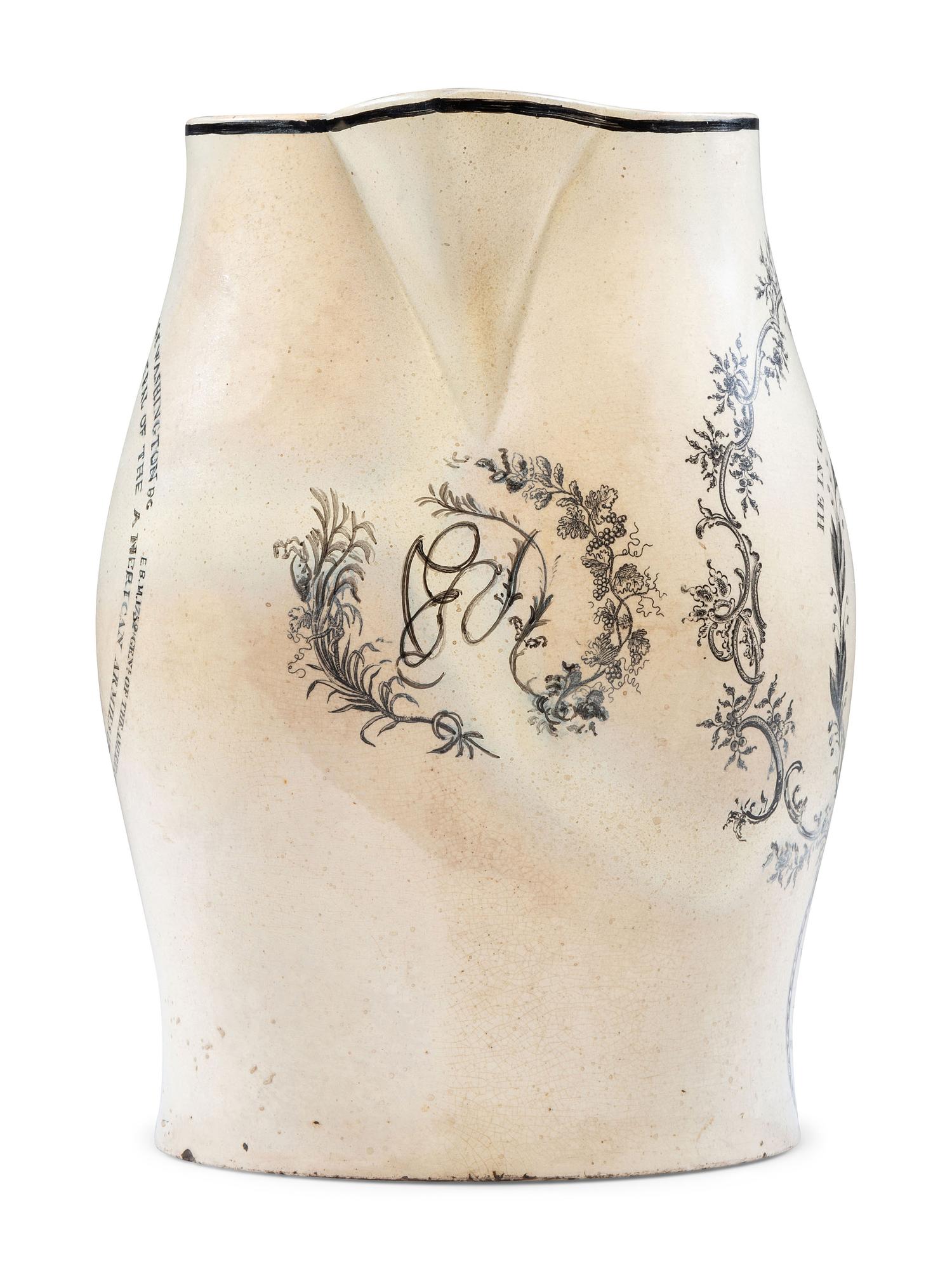 A Liverpool Transfer-Printed Creamware George Washington Memorial Pitcher