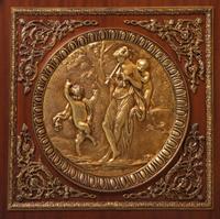 A Louis XVI Style Gilt Bronze Mounted Mahogany Marble-Top Commode à Vantaux, after the Model by Guillaume Benneman