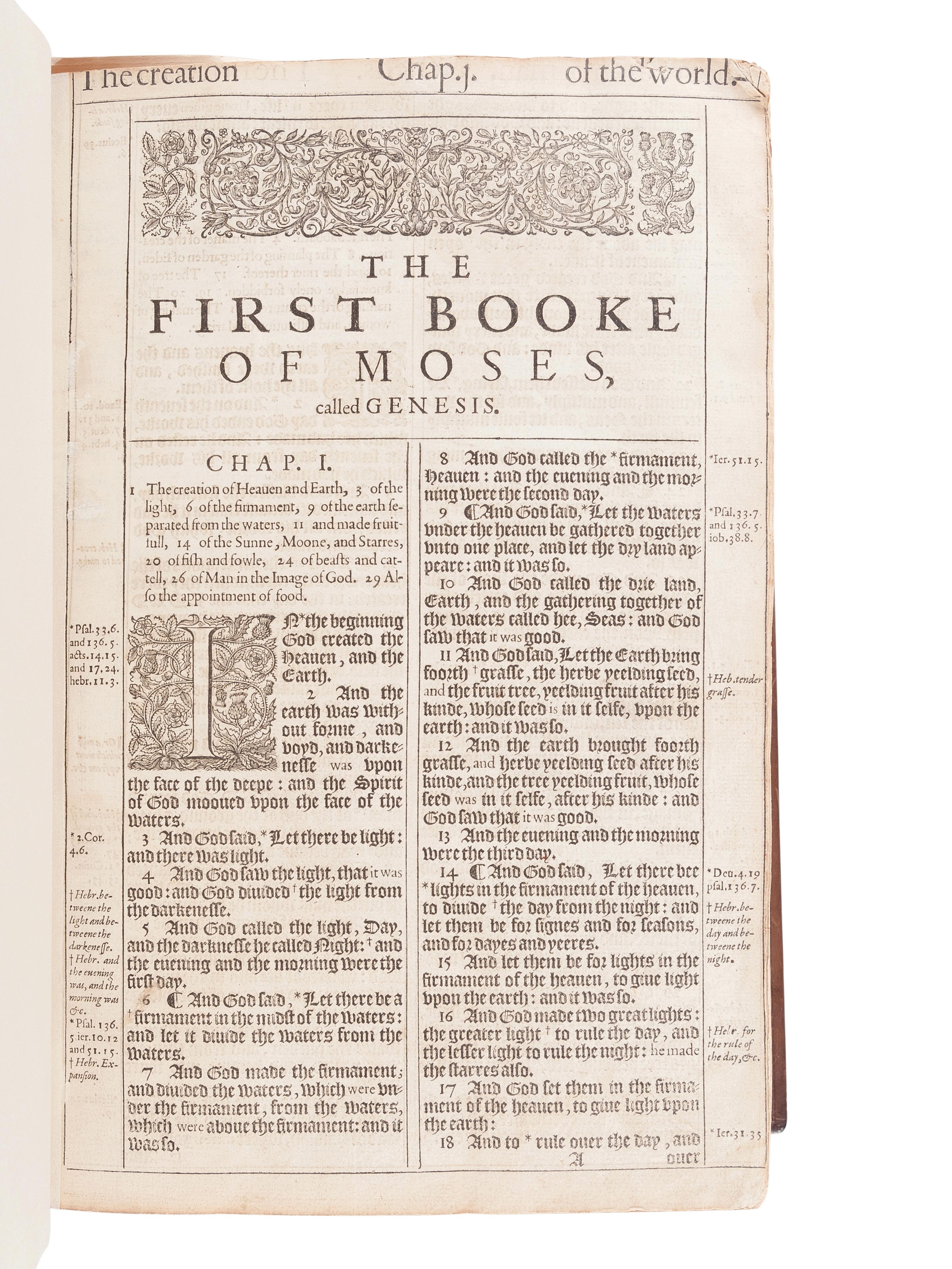 [BIBLE, in English]. The Holy Bible, Conteyning the Old Testament, and the New … London: Robert Barker, 1611.
