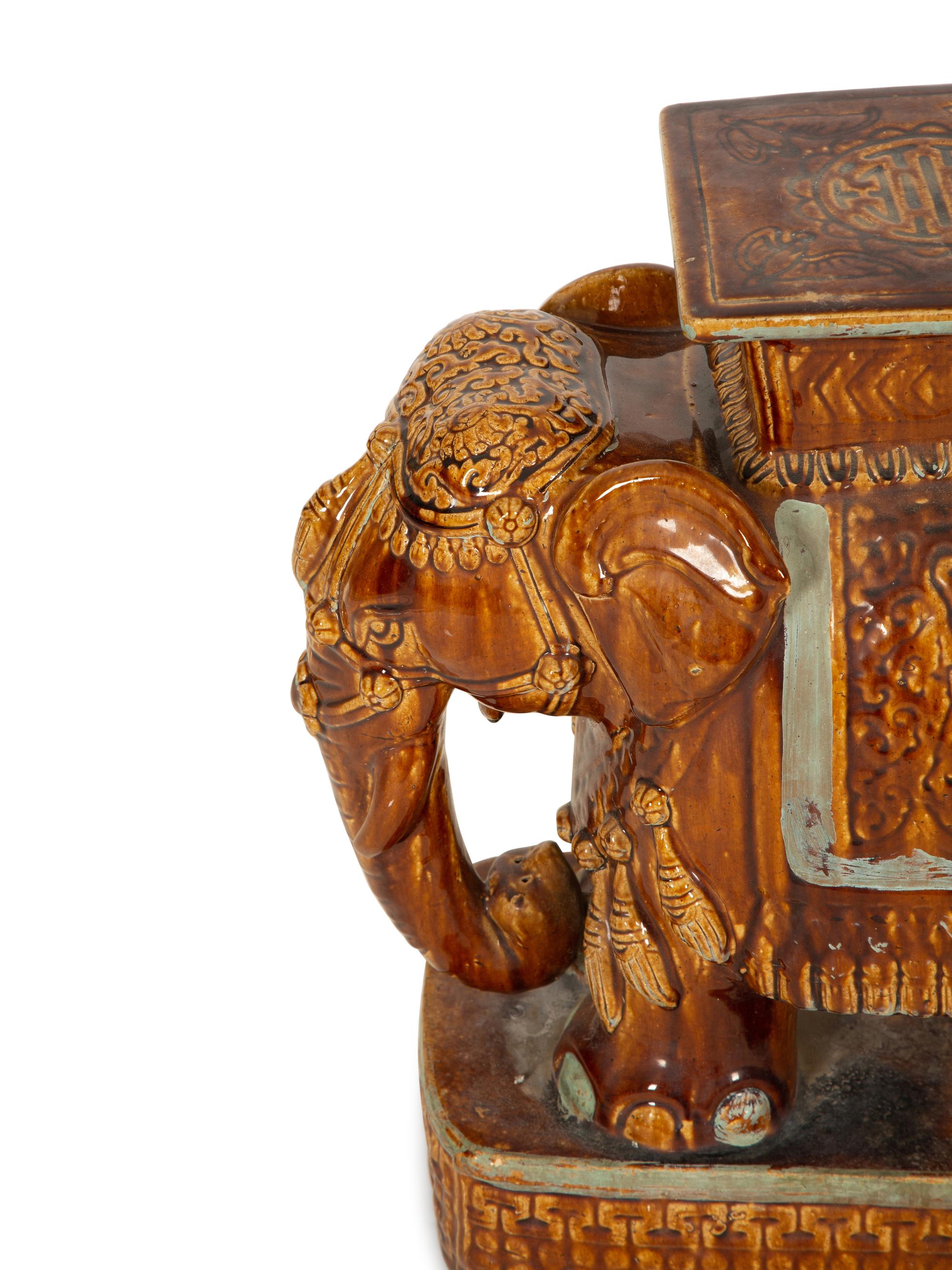 A Glazed Ceramic Elelphant Table — 20th Century