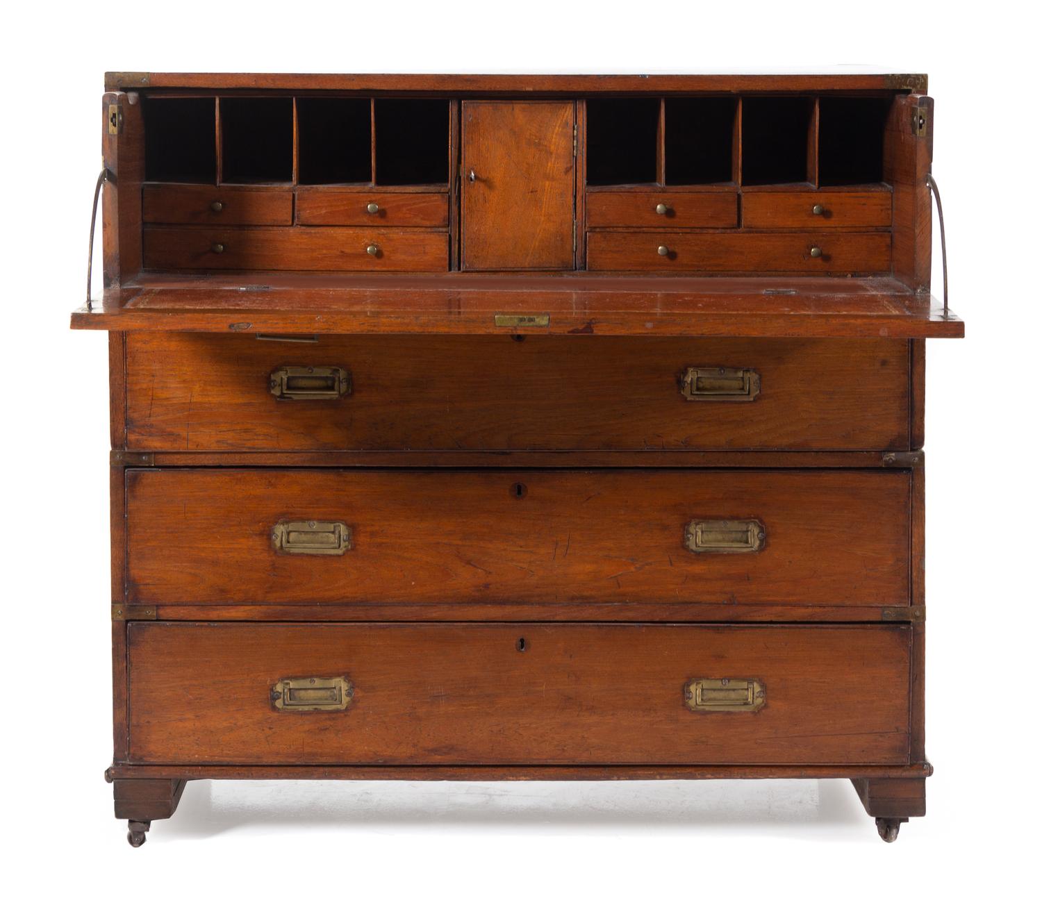 A George III Style Campaign Chest Height 40 1/2 x width 41 1/4 x depth 20 1/8 inches. — 19TH CENTURY