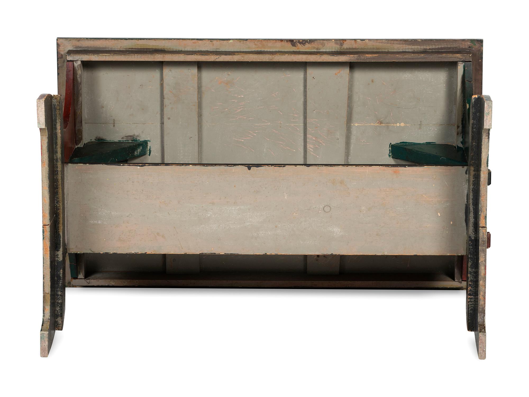 A Peter Hunt Paint-Decorated Dining Table and Benches