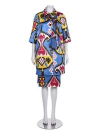 Rena Lange Printed Skirt Ensemble with Matching Scarf, 2000s