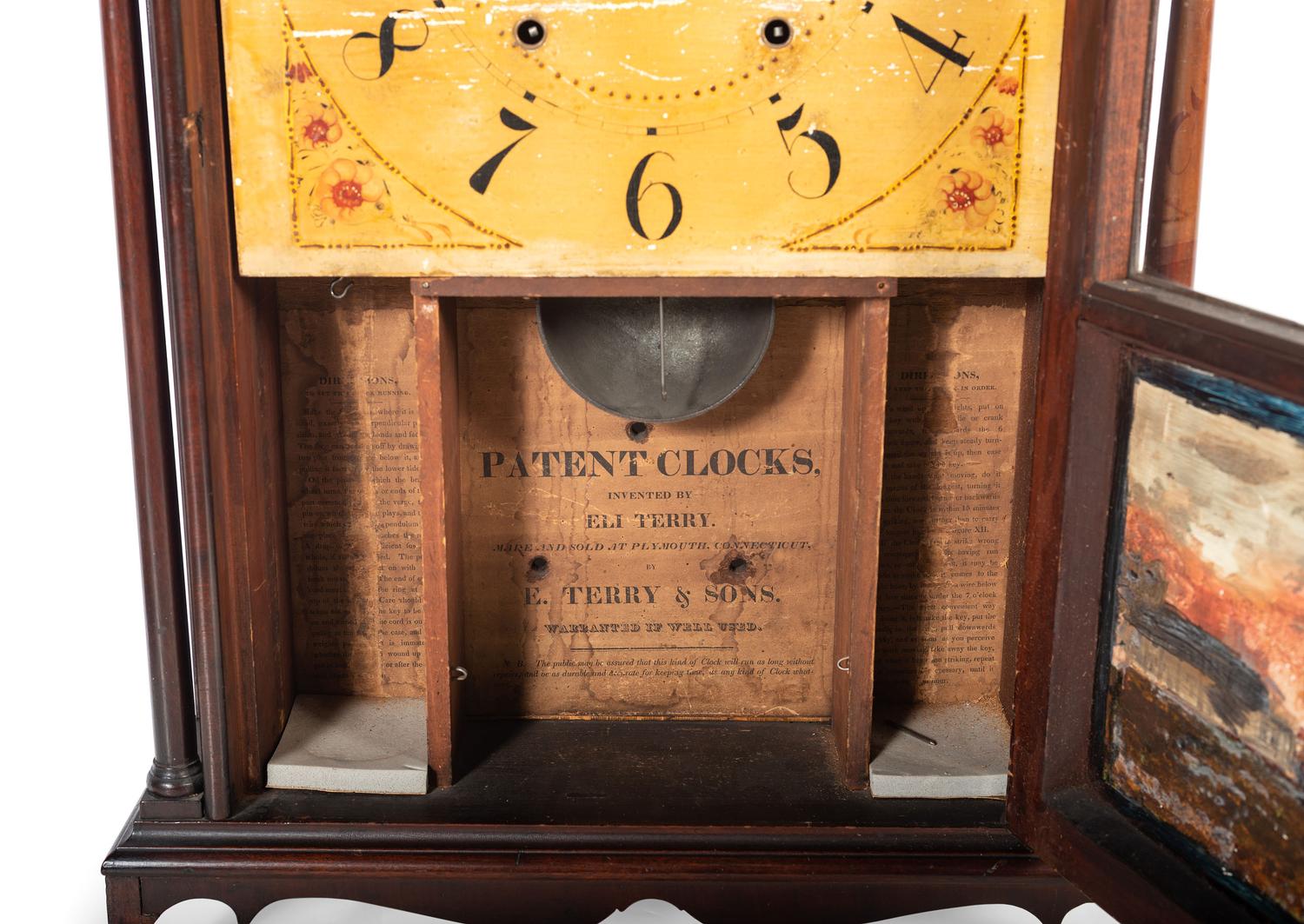 A Federal Reverse-Painted Glass Mantel Clock