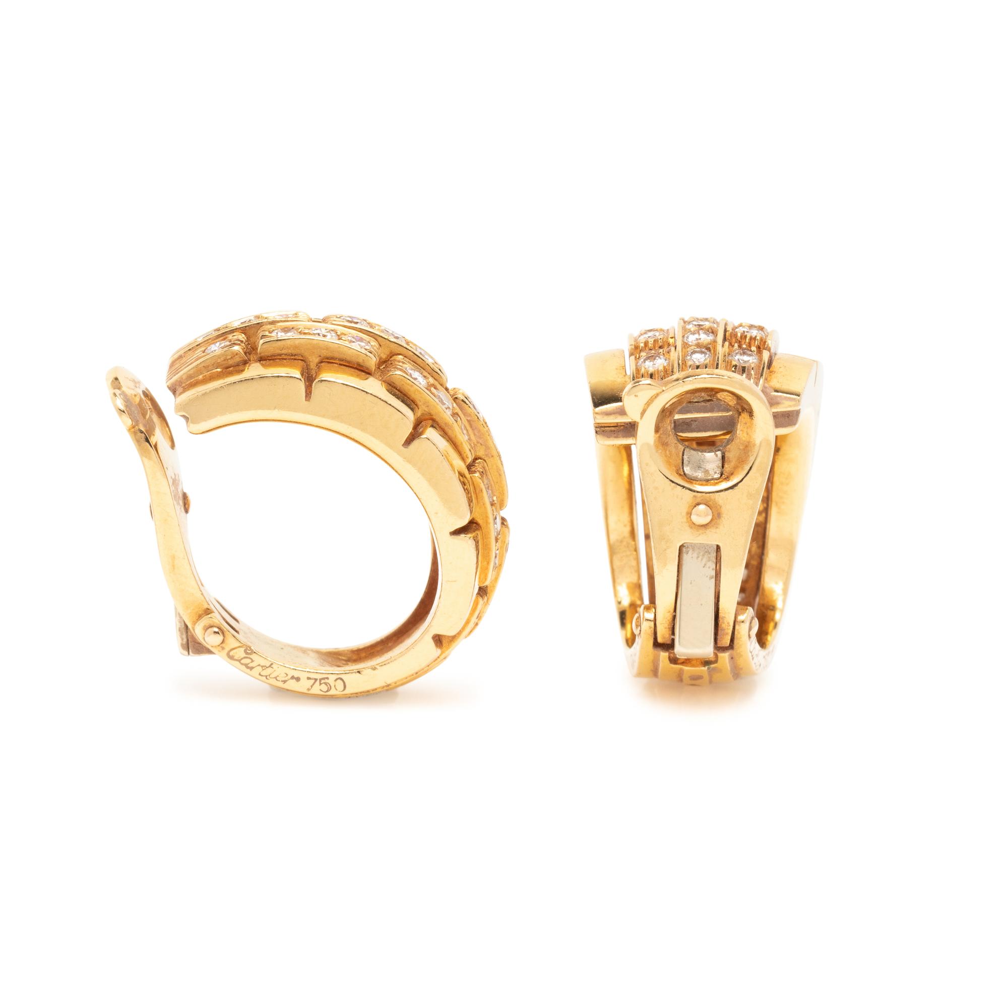 CARTIER, YELLOW GOLD AND DIAMOND 'MAILLON PANTHÈRE' CLIP EARRINGS
