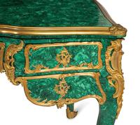 A Louis XV Style Gilt Bronze Mounted Malachite Bureau Plat