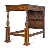 An English Oak and Marquetry Canopy Bed