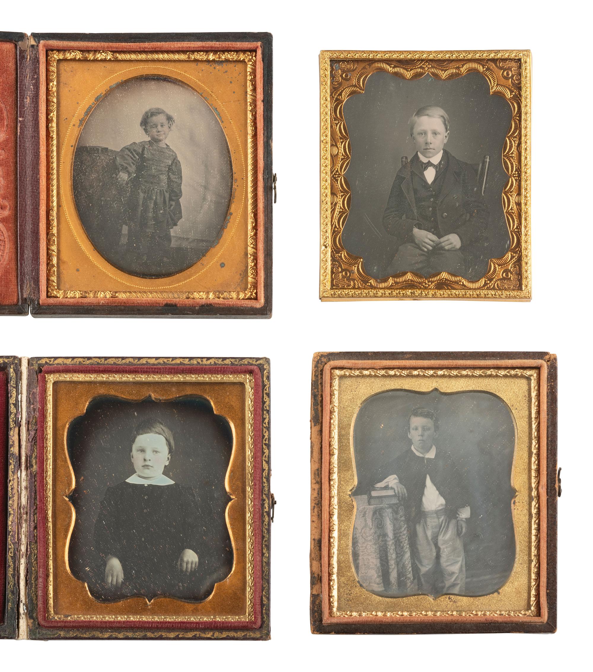[EARLY PHOTOGRAPHY]. 21 sixth plate daguerreotypes of children, some in pairs.