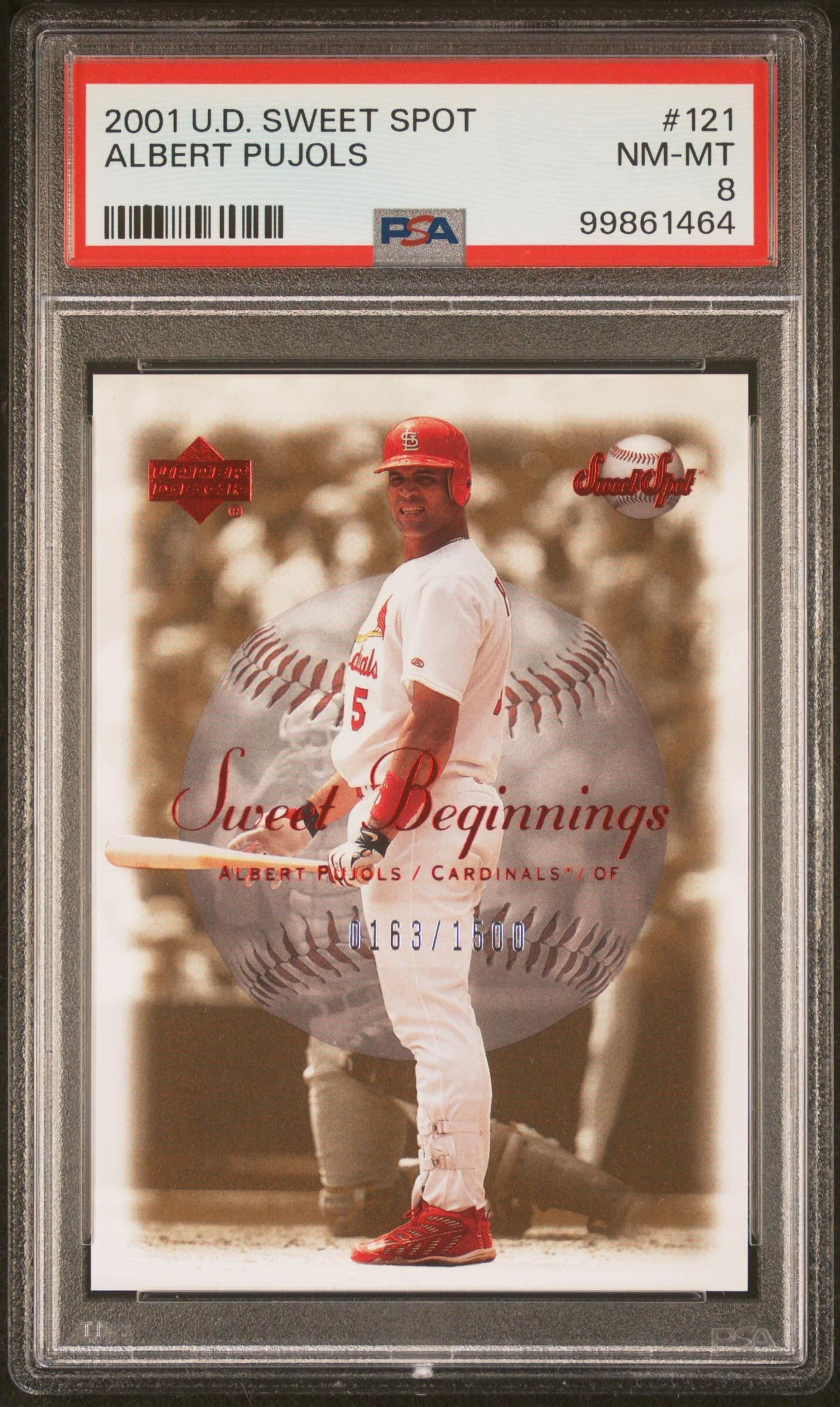 A 2001 Upper Deck Sweet Spot Albert Pujols Rookie Card No. 121 (PSA 8 NM-MT) Numbered 163/1500