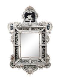 A Venetian Blown and Etched Glass Mirror