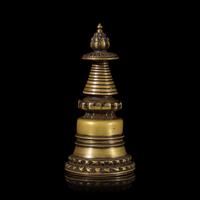 A Tibetan Bronze Model of a Stupa, 12th-14th Century 十二-十四世紀 銅舍利塔
