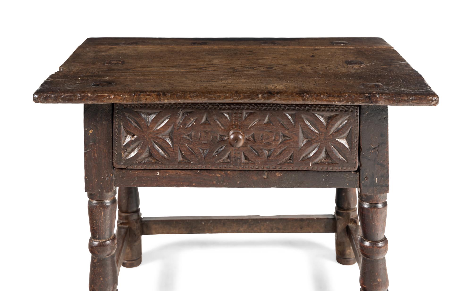 A Charles II Oak Side Table