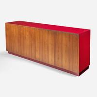Vladimir Kagan (American, 1927-2016) Walnut and Red Laminate Credenza, Vladimir Kagan Designs, Inc., USA, circa 1970