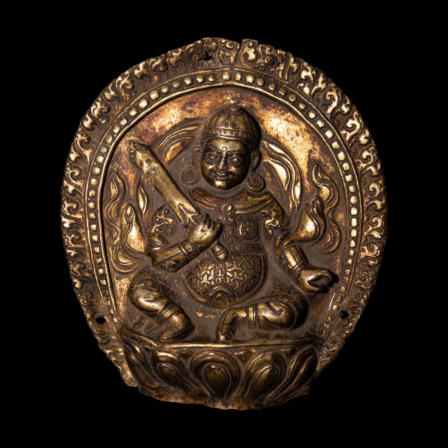 A Pair of Sino-Tibetan Gilt Bronze Votives of Bodhisattva