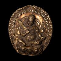 A Pair of Sino-Tibetan Gilt Bronze Votives of Bodhisattva