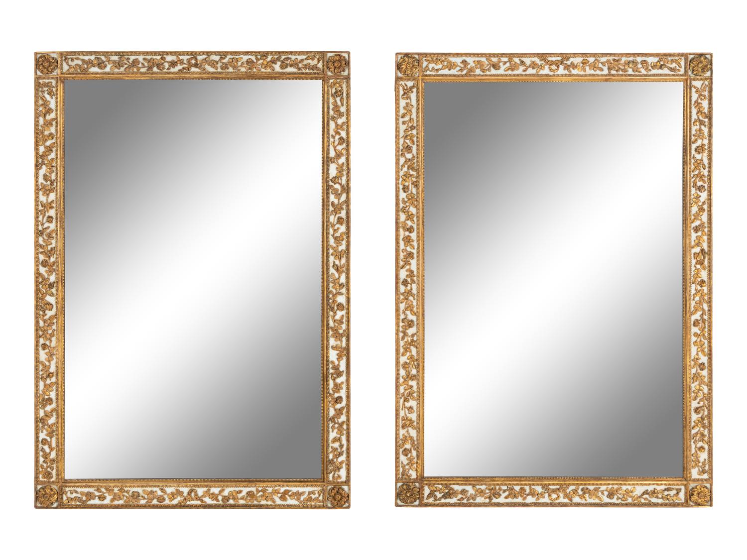 A Pair of Continental Painted and Parcel-Gilt Mirrors