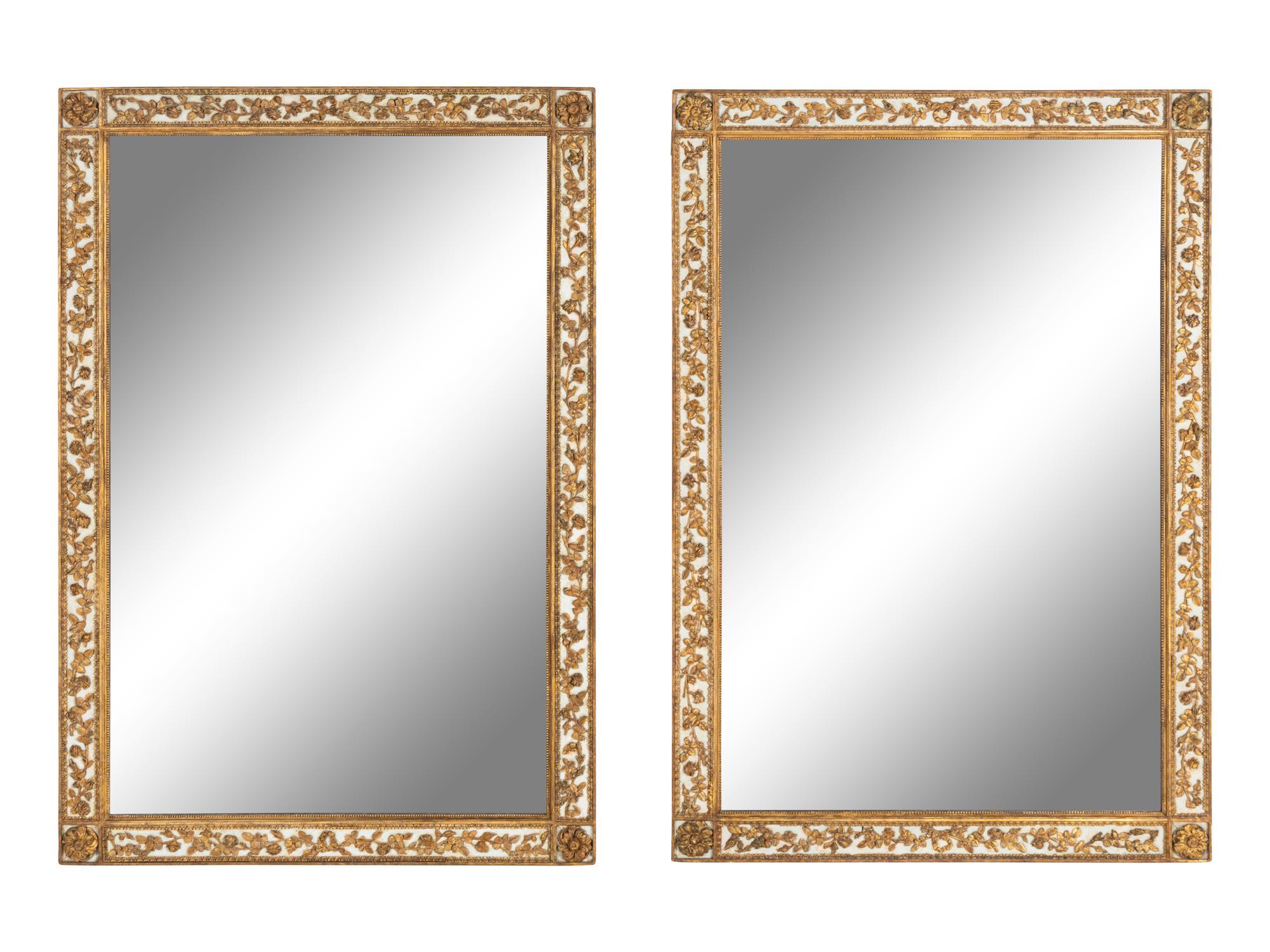A Pair of Continental Painted and Parcel-Gilt Mirrors