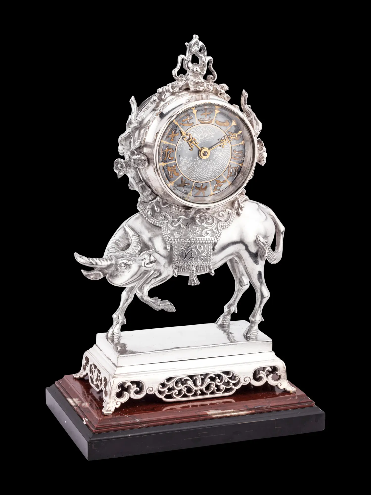 A Chinese Export Silvered Bronze Water Buffalo-Form Clock | Freeman's