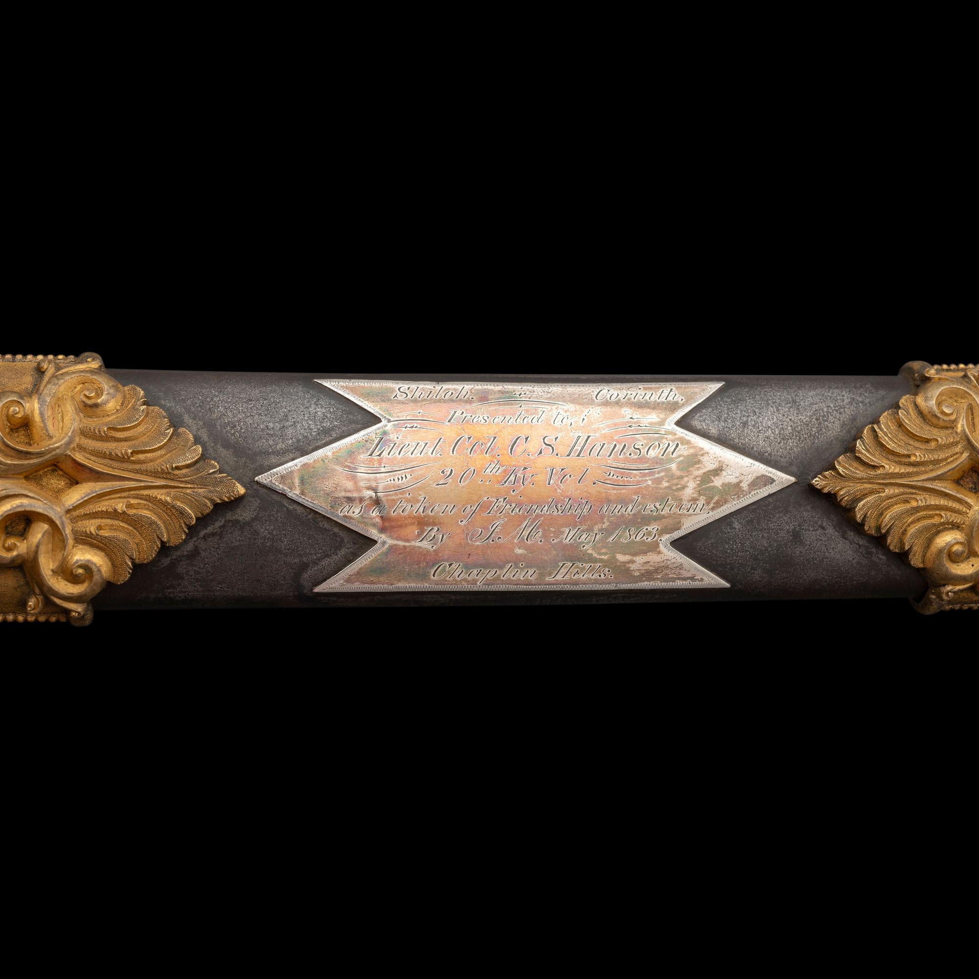 Very Fine Schuyler, Hartley & Graham Presentation Sword of Lt. Col. C.S. Hansen, 20th KY Inf. & 37th KY Mounted Inf.- WIA & POW at Saltville, VA