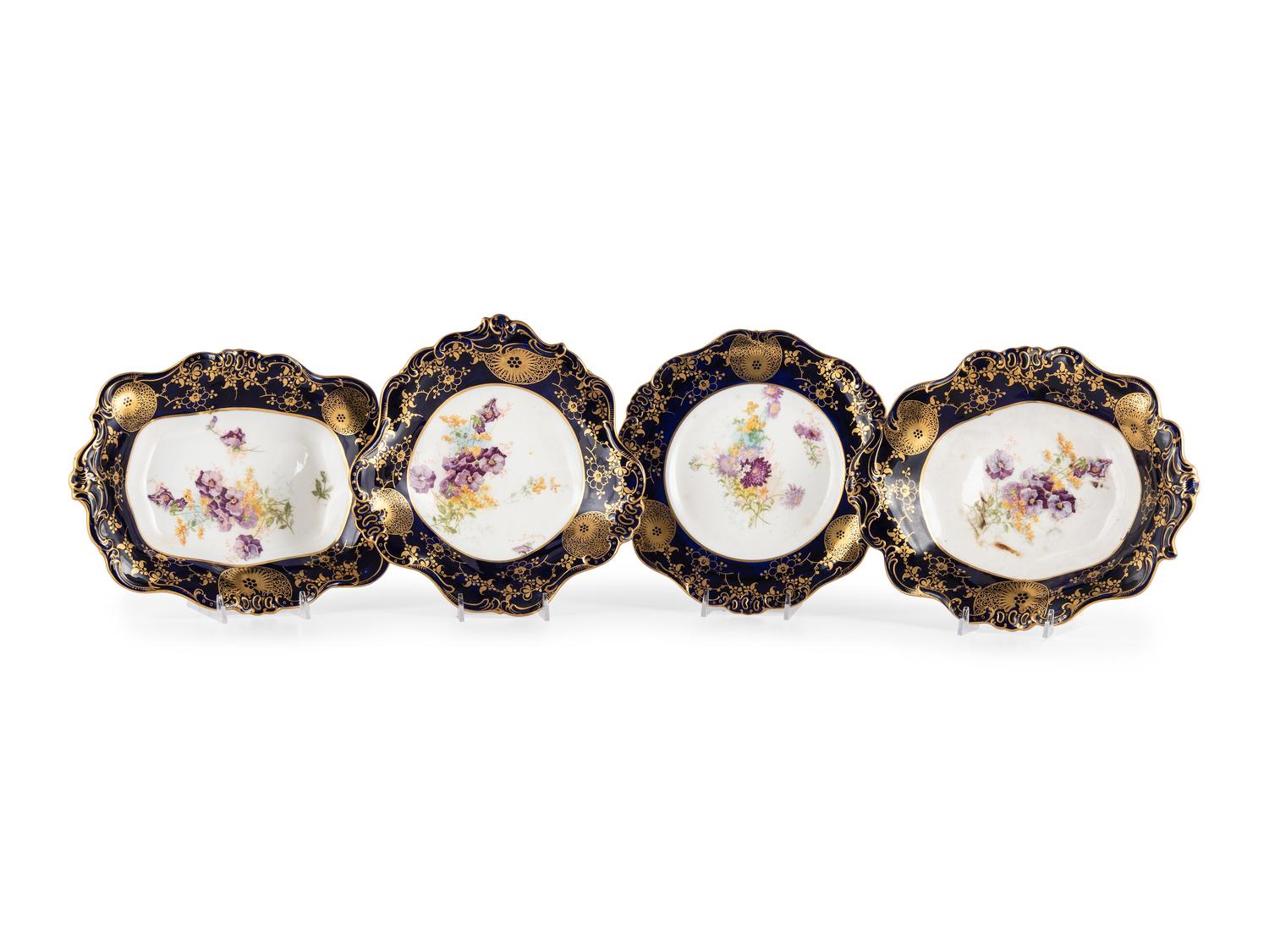A Group of Doulton Burslem Cobalt Porcelain Tableware