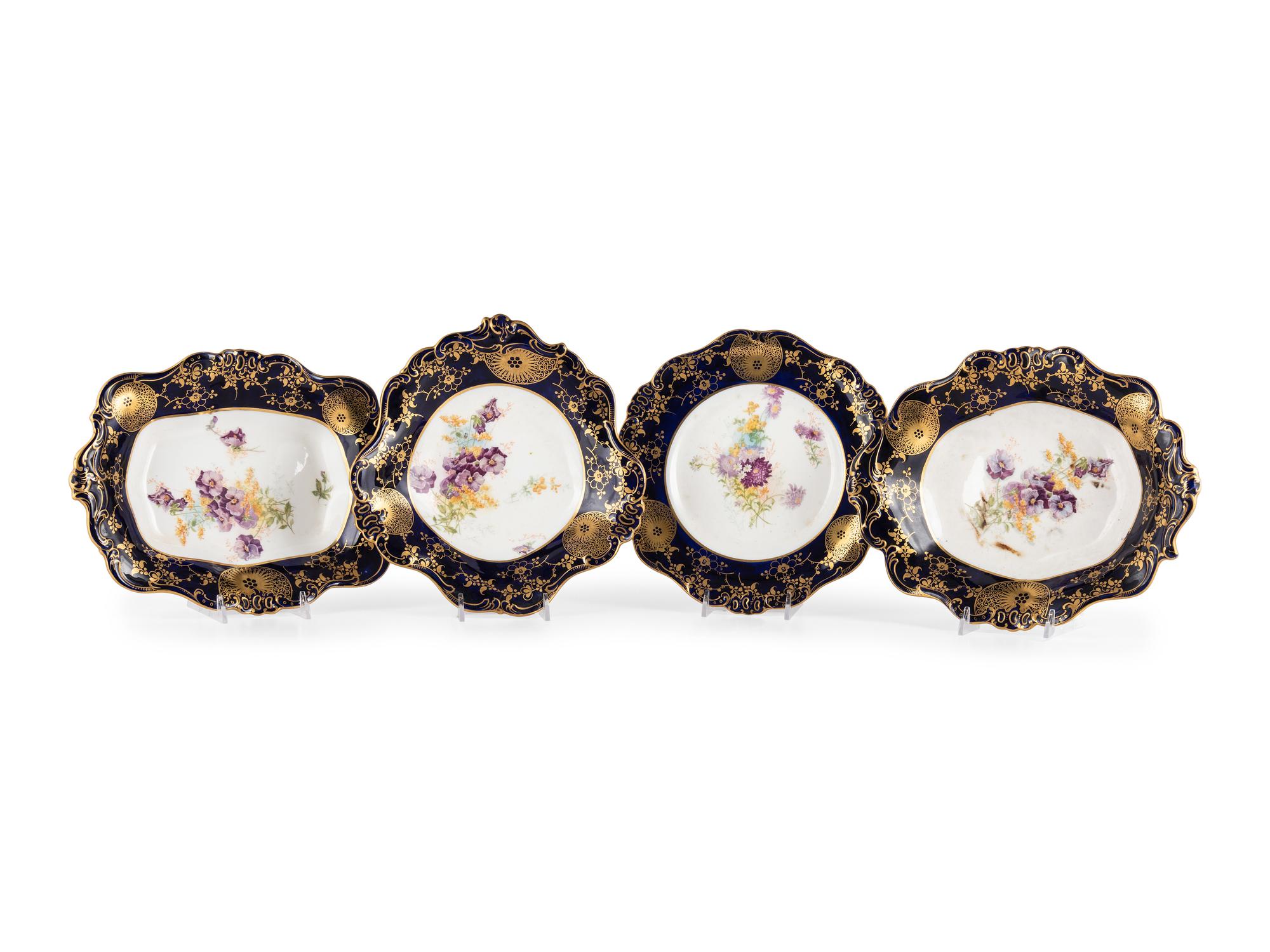 A Group of Doulton Burslem Cobalt Porcelain Tableware