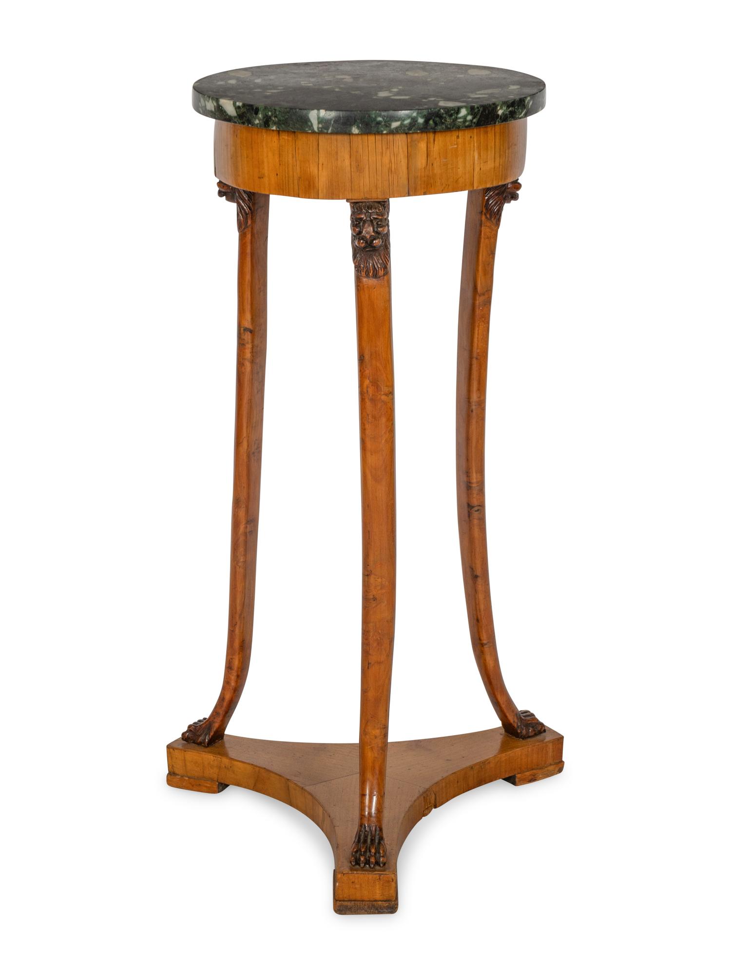 An Italian Neoclassical Fruitwood and Marble-Topped Side Table