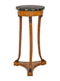 An Italian Neoclassical Fruitwood and Marble-Topped Side Table