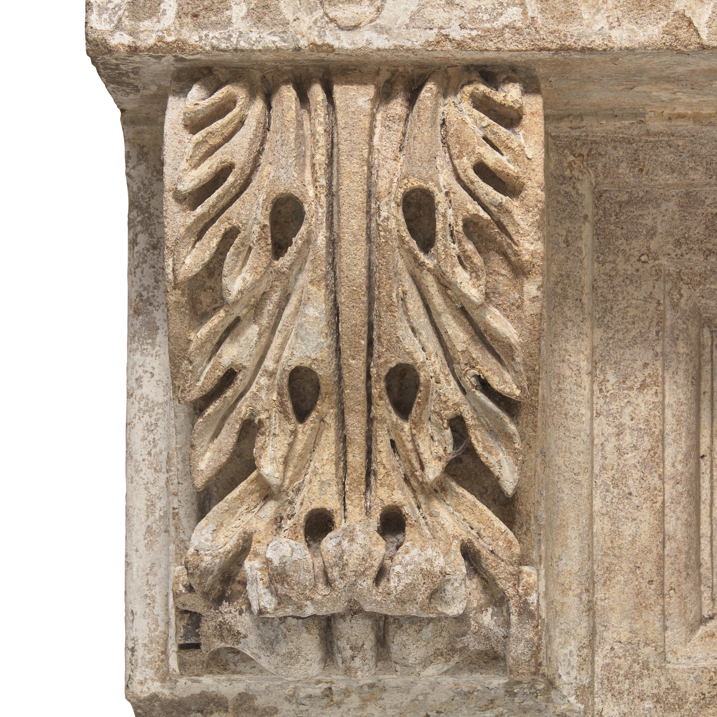 A Carved Sandstone Cornice Fragment and a Carved Marble Capital Fragment from the U.S. Capitol Building