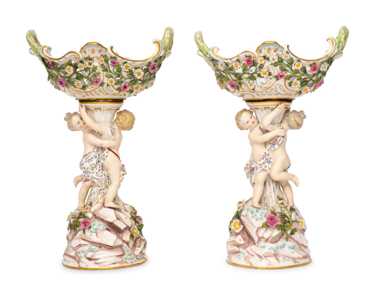 A Pair of Meissen Porcelain Baskets