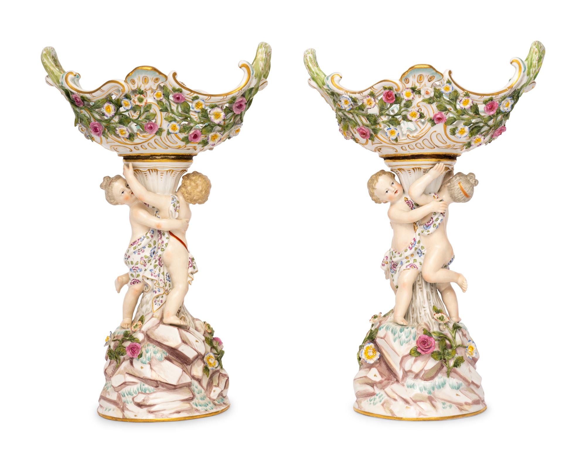 A Pair of Meissen Porcelain Baskets