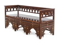 A Syrian Mother-of-Pearl Inlaid Walnut Bench