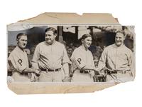A Stunning 1927 World Series Lloyd Waner, Babe Ruth, Paul Waner and Lou Gehrig Type Three International Newsreel Photograph Published in Chicago American (PSA Authenticated)