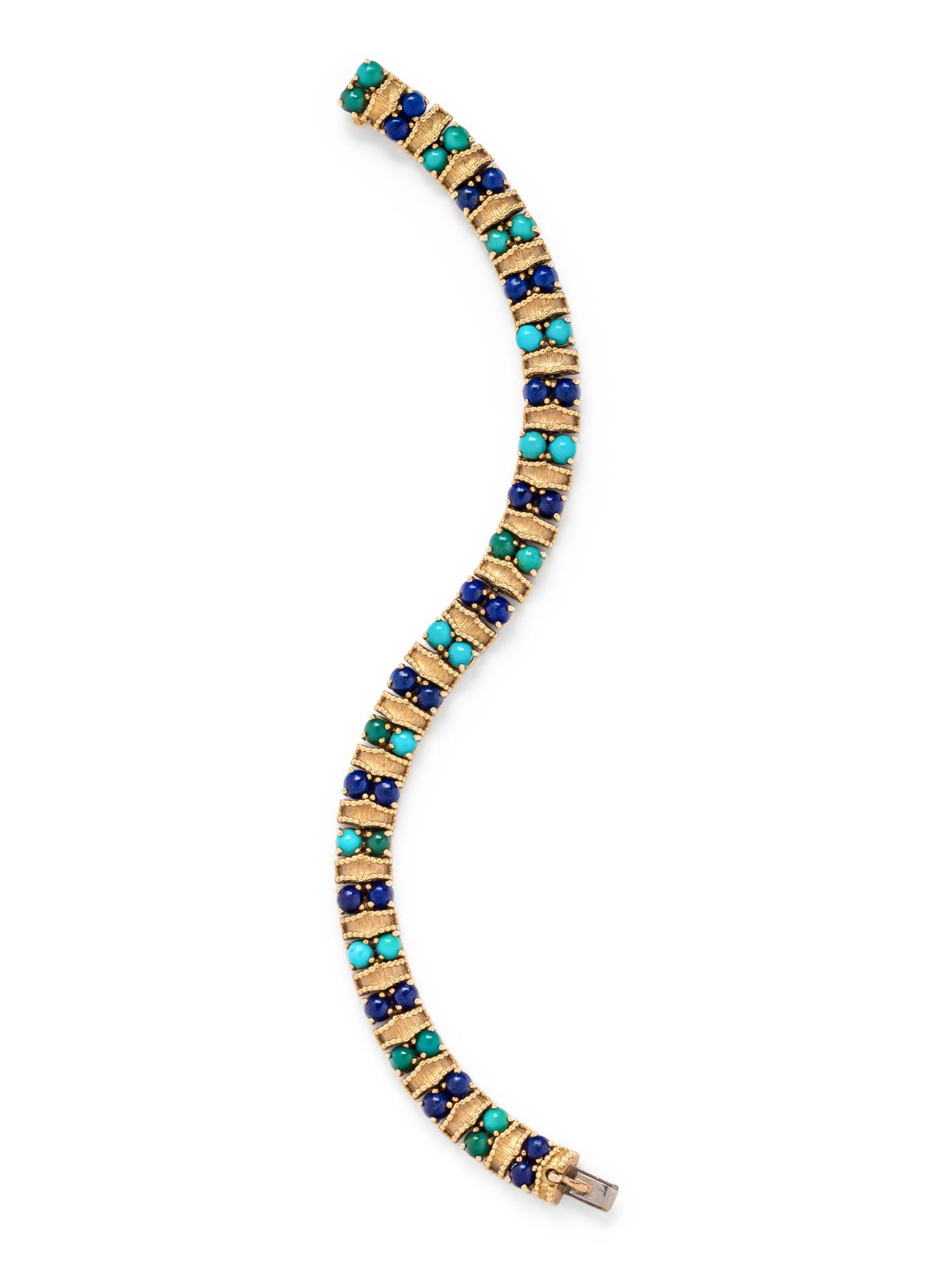 CARTIER, YELLOW GOLD AND HARDSTONE BRACELET