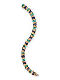 CARTIER, YELLOW GOLD AND HARDSTONE BRACELET