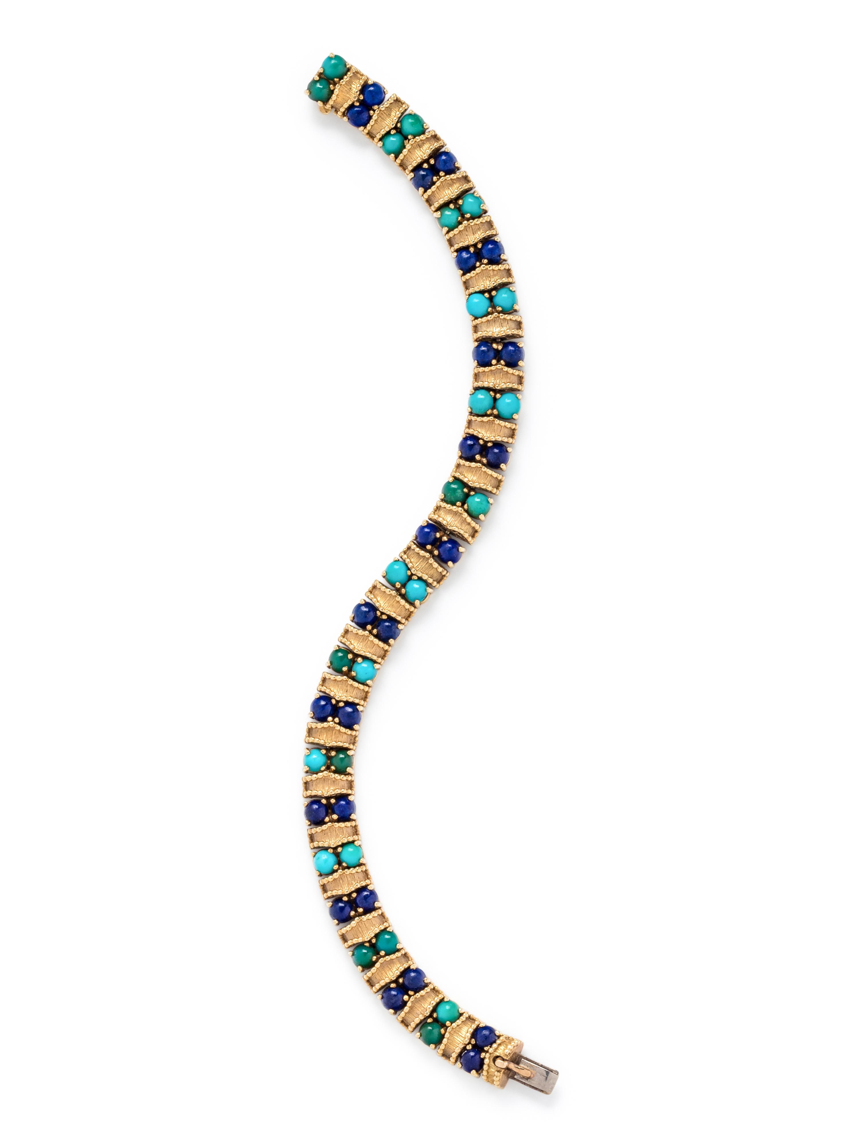 CARTIER, YELLOW GOLD AND HARDSTONE BRACELET