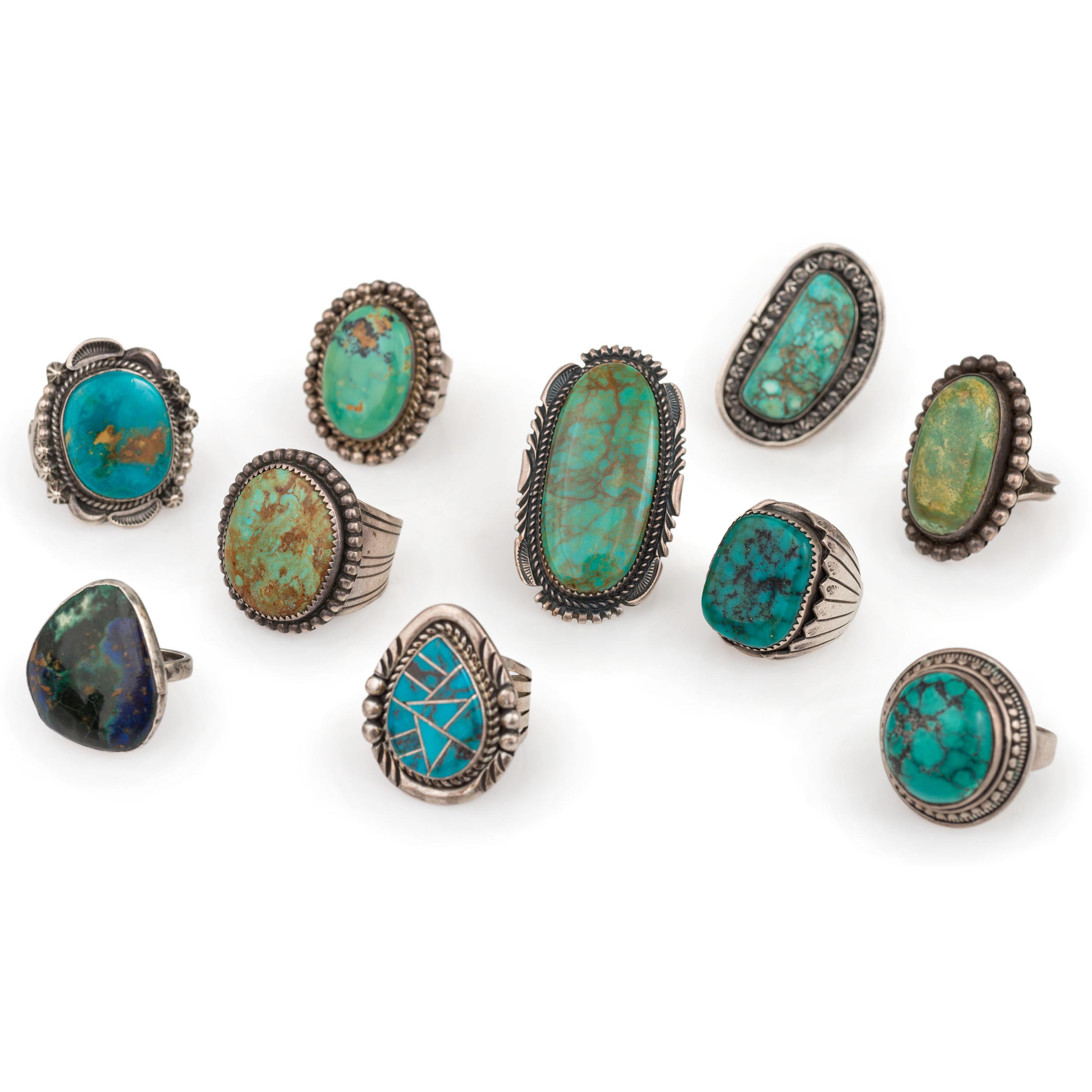 Navajo Silver, Turquoise, and Chrysocolla Rings