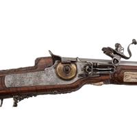 Contemporary Wheellock Rifle with Death Motifs by John B. Derrick (American, b.1936)