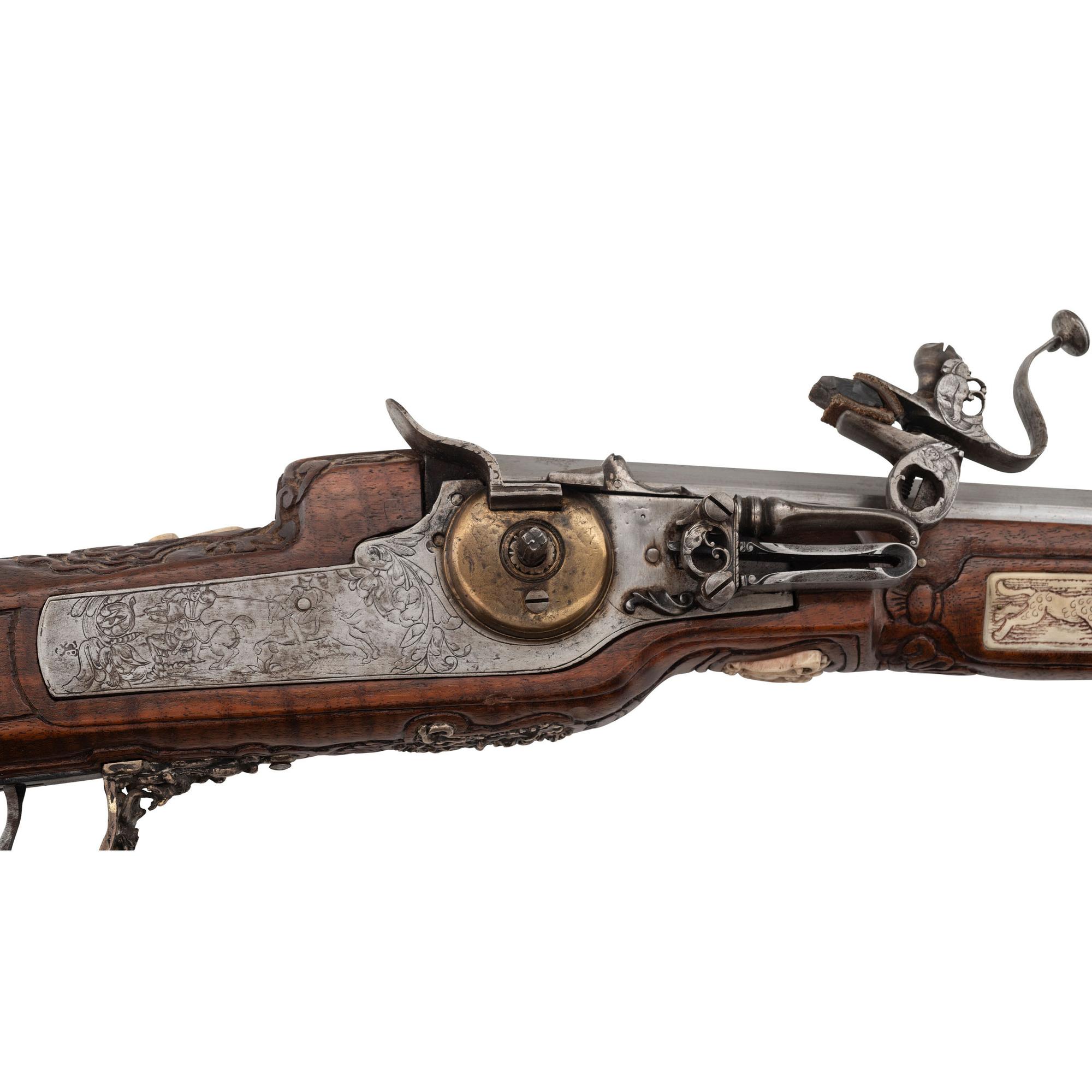 Contemporary Wheellock Rifle with Death Motifs by John B. Derrick (American, b.1936)