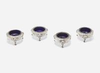 A set of four Victorian sterling silver salt cellars, John Evans II, London, 1845