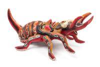 A Mexican Polychromed Wood Mask Height 30 1/2 inches.