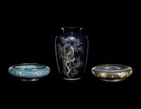 Three Japanese Cloisonne Enamel Articles
