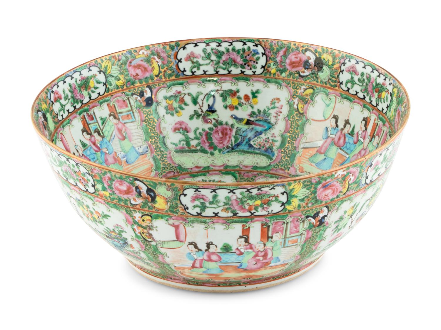 A Chinese Export Rose Medallion Punch Bowl