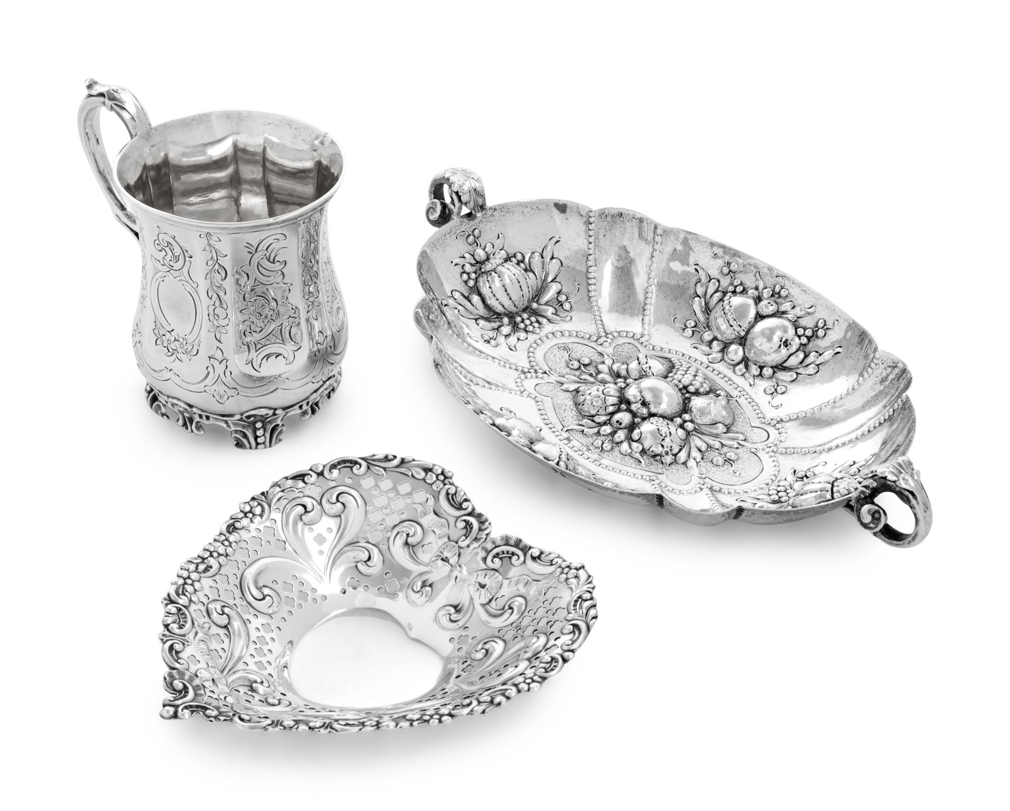 A Group of Three Silver Table Articles
