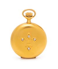 WALTHAM, 14K YELLOW GOLD AND DIAMOND HUNTER CASE POCKET WATCH