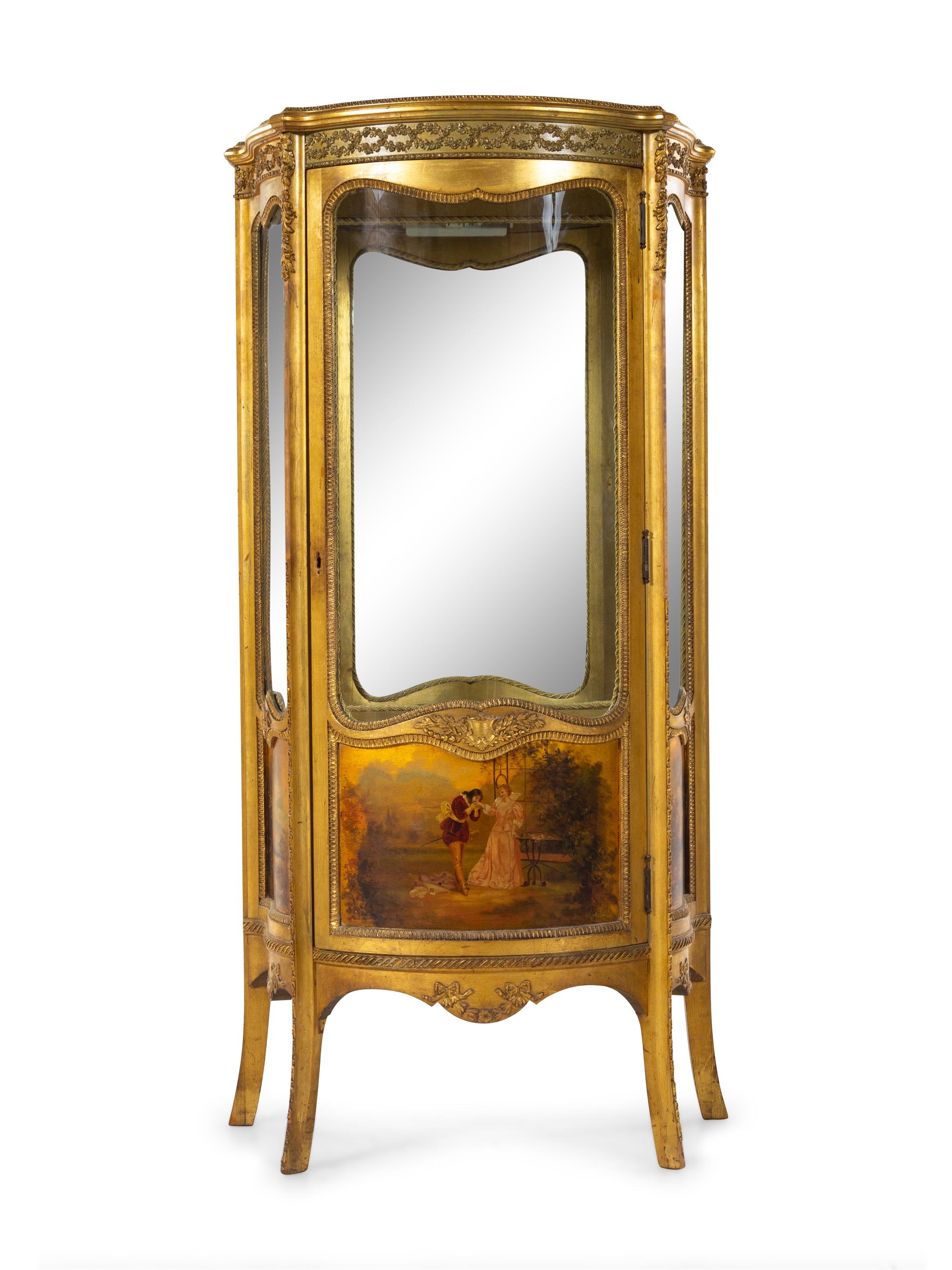 A Louis XV Style Giltwood and Vernis Martin Vitrine