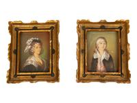 A Group of Six Continental Miniature Watercolor Portraits — 19TH CENTURY