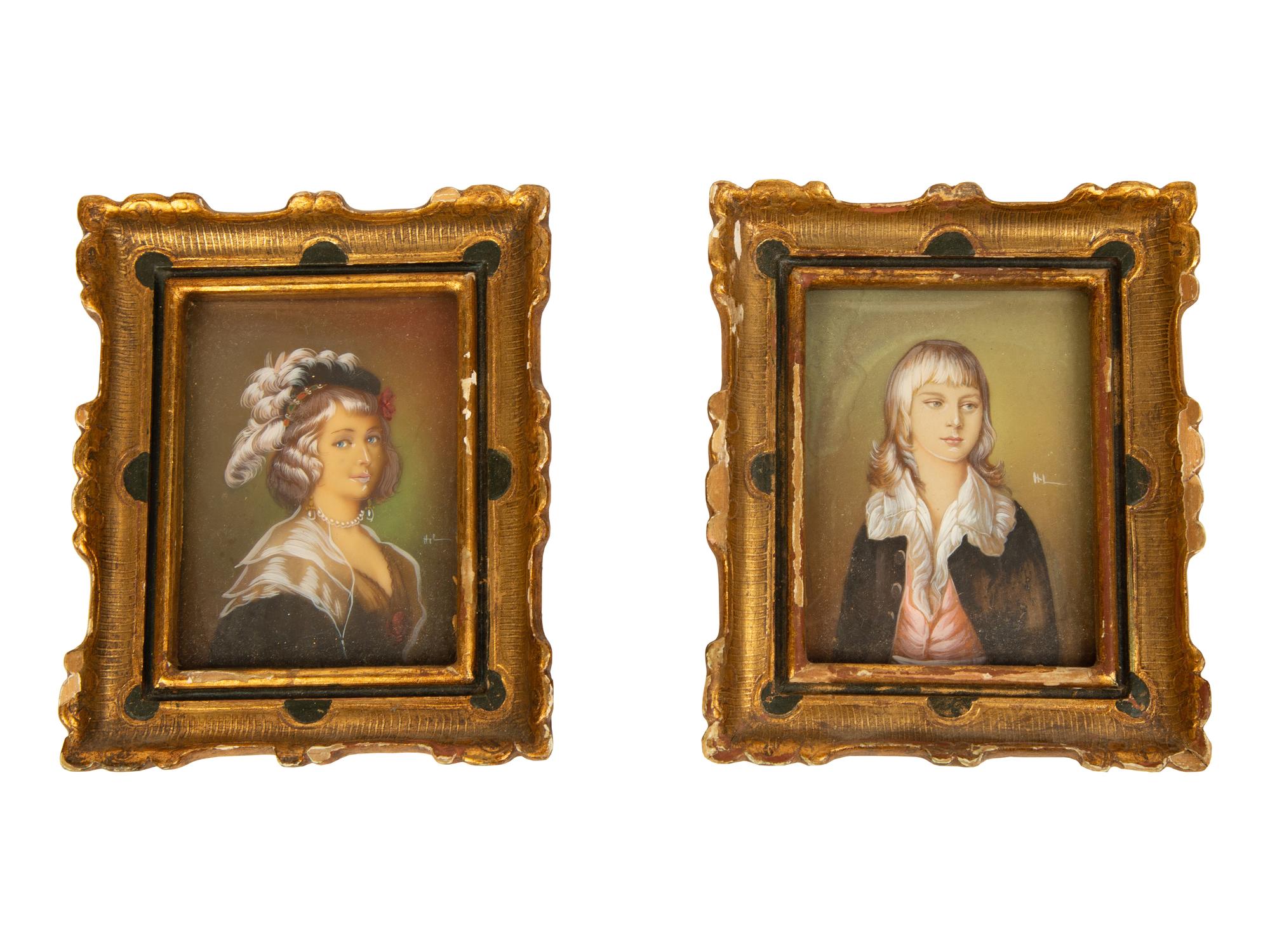 A Group of Six Continental Miniature Watercolor Portraits — 19TH CENTURY